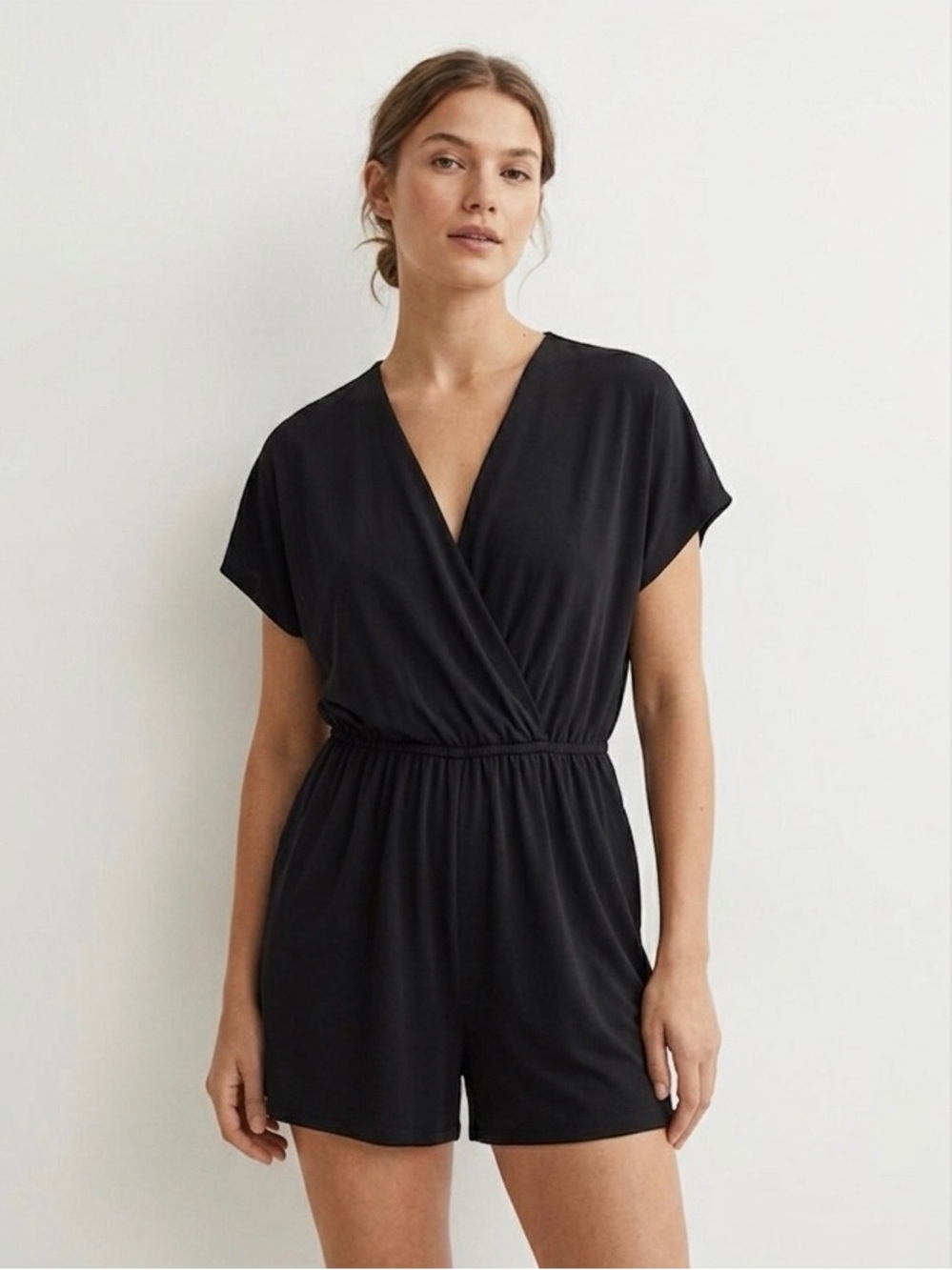 Uniqlo Chic Black Wrap Romper